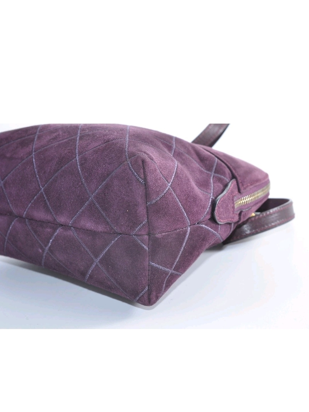 Salvatore Ferragamo Plum Suede Quilted Shoulder Bag with Tassel - Picture 11 of 13